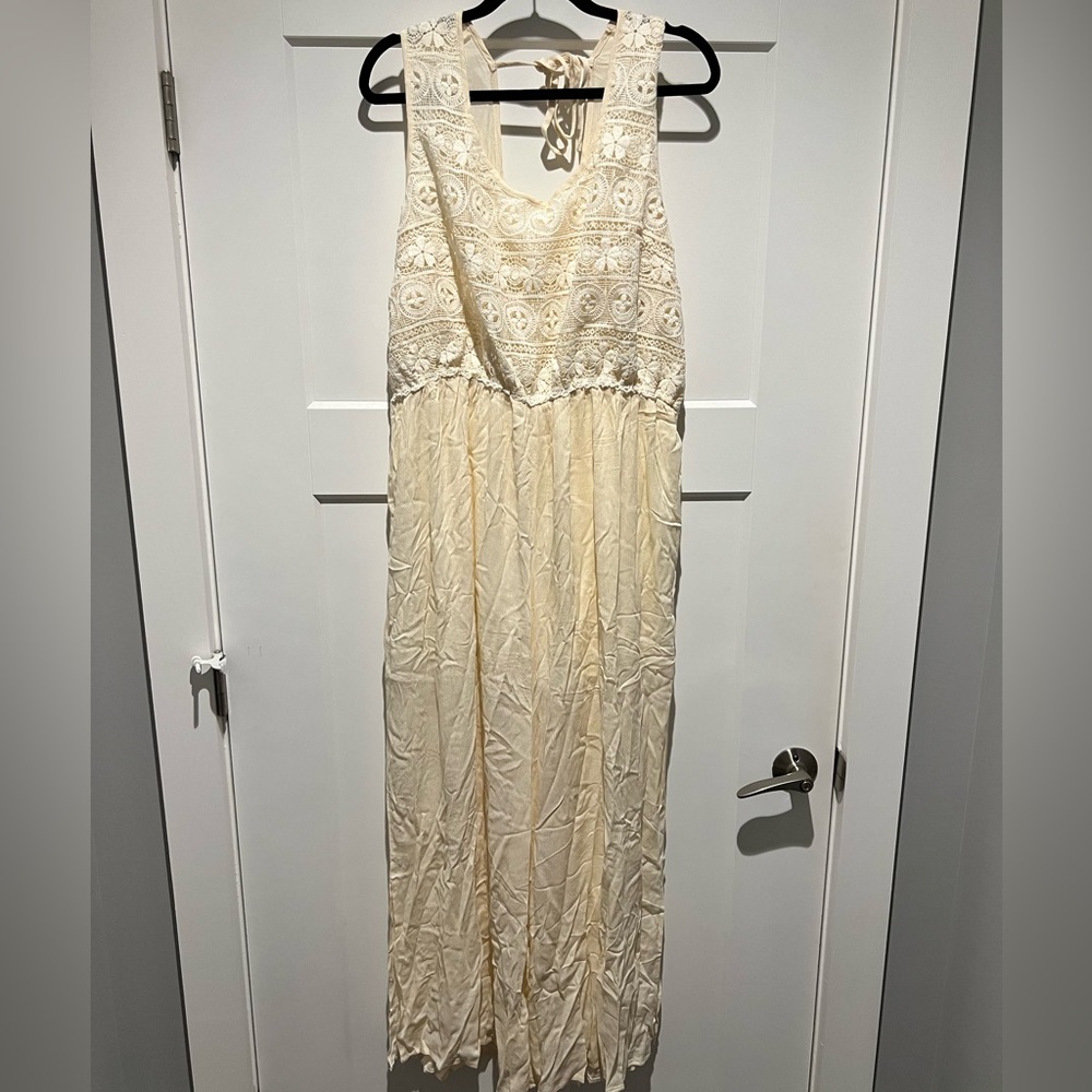 Chic Soul Boho In Lace Jumpsuit (Ivory)